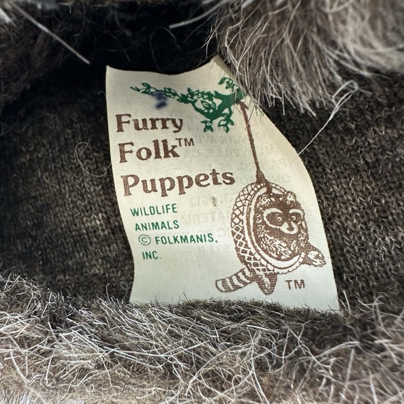Folkmanis Furry Folk Puppets Raccoon Hand Puppet Vintage Wildlife USA Made Plush - Picture 4 of 13